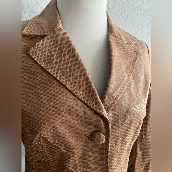 Pamela McCoy Vintage Leather Snakeskin Jacket Women’s Size XS snap out underarm - Picture 2 of 9